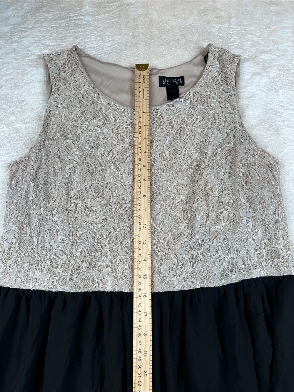 Enfocus Studio Size 20W Nude Lace Bodice with Black High-Low Chiffon Skirt Dress - Picture 4 of 7